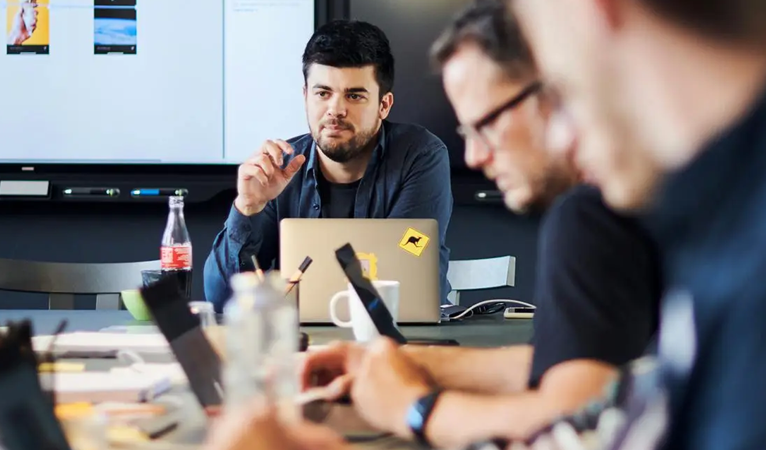 Rafael working at his desk