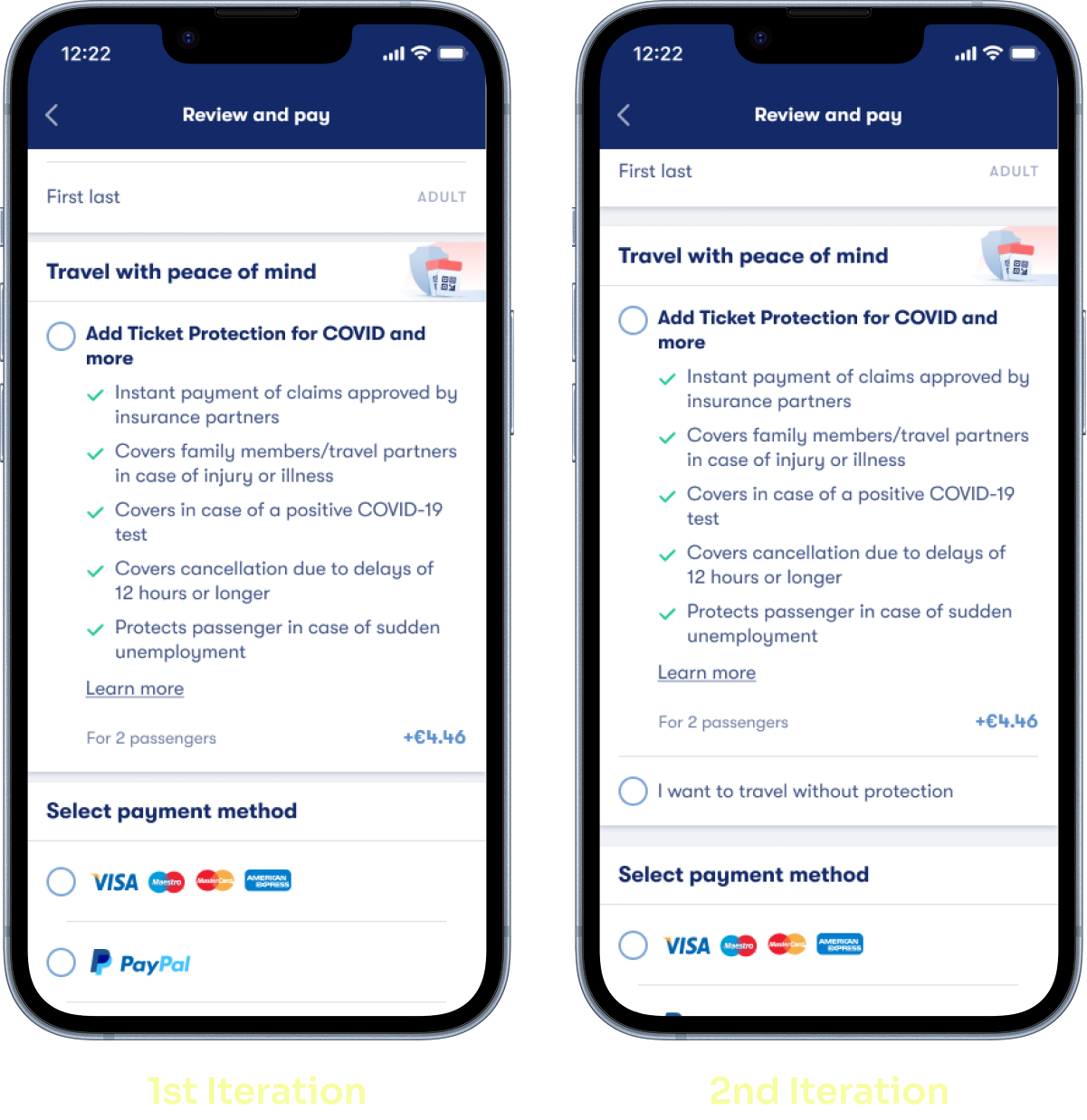1st Iteration in comparison to 2nd Iteration